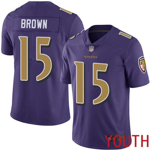 Baltimore Ravens Limited Purple Youth Marquise Brown Jersey NFL Football 15 Rush Vapor Untouchable